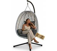 Silecomplaza, fauteuil suspendu de luxe avec structure, pour intérieur et extérieur – Fauteuil de relaxation utilisable toute l'année, avec housse réversible été/hiver, supportant jusqu'à 150 kg, incl