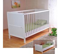 Silecomplaza : Lit parapluie pour bébé, convertible en lit pour enfant, avec matelas en mousse d'Aloe Vera, barrières de sécurité et réglage de la hauteur. Blanc, transformable en lit pour enfant plus