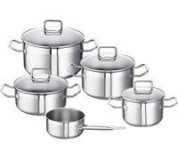 Silecomplaza Meister Set Profi-Star, coffret de 5 pièces, ensemble de casseroles en acier inoxydable, adapté aux plaques à induction, couleur argent
