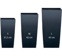 Silecomplaza Pack 3 : ensembles de bacs Prosperplast (11,4 / 16,3 / 19 litres). Bacs carrés en plastique de la marque Urbi, de couleur anthracite, avec système de fixation