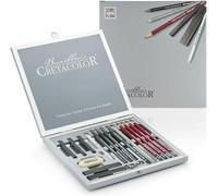 Silecomplaza Silver Box, coffret de 17 pièces comprenant du graphite et des crayons de dessin, idéal pour offrir, avec notamment une gomme Monolith, une gomme à mine et un taille-crayon Monolith