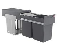 Silecomplaza, système de collecte des déchets tandem, référence 3666102 | pour meubles d'une largeur minimale de 300 mm | Poubelle intégrée de 2 x 15 litres avec couvercle biodégradable | Tiroir à gli