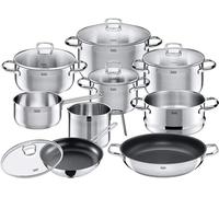 Silecomplaza Toskana, ensemble de 10 pièces, compatible avec les plaques à induction, comprenant : une casserole, un faitout avec couvercle en verre, des casseroles compatibles induction, une petite c