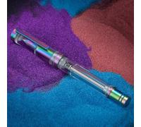 Silecomplaza V200 stylo plume Titan avec système d'encre par aspiration, plume centrale en forme de fourchette arc-en-ciel, corps en acrylique transparent et lisse, ensemble avec étui à stylo