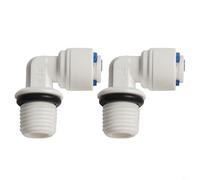 Sileduove 2 raccords poussoirs de 6,35 mm, coude fileté de 12 mm, raccord rapide pour filtre à eau et systèmes RO, design réutilisable, compatible avec l'eau chaude et froide, construction en