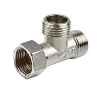 Sileduove Adaptateur T pour toilettes, valve en T G1/2, inverseur de bidet, raccord de plomberie de salle de bain, construction en cuivre massif, contrôle de l'eau à trois voies, taille 40 x 27 mm
