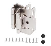 Sileduove Charnières d'armoire à fermeture automatique pour portes de placard de cuisine semi-partielles, mécanisme à ressort silencieux et vis de montage incluses (nickel satiné)