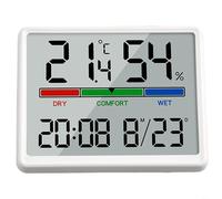 Sileduove Horloge électronique multifonctionnelle à température numérique, horloge de bureau LCD, thermostat programmable, grand écran pour personnes âgées, format 12/24 heures, 35 x 27 x 06 cm (blanc
