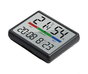 Sileduove Horloge électronique multifonctionnelle à température numérique, horloge de bureau LCD, thermostat programmable, grand écran pour personnes âgées, format 12/24 heures, 35 x 27 x 06 cm (noir)