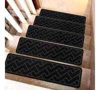 Sileduove Lot de 15 tapis d'escalier antidérapants : 20 x 76 cm - Réutilisables - Pour marches en bois - Pour animaux de compagnie âgés - Marron (76,2 x 20,3 cm, noir)