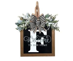 Sileduove Panneau de porte en bois personnalisé, avec nom de famille personnalisé, pour décoration d'intérieur de ferme et décoration unique d'entrée comme idée de mariage pour pendaison de