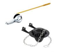 Sileduove Poignée de chasse d'eau en ABS galvanisé et clapet en PVC, pour réparation de réservoir standard, avec levier en aluminium doré pour éviter les fuites et pour garantir l'efficacité (noir)