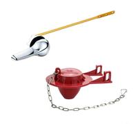 Sileduove Poignée de chasse d'eau en ABS galvanisé et clapet en PVC, pour réparation de réservoir standard, avec levier en aluminium doré pour éviter les fuites et pour garantir l'efficacité (rouge)