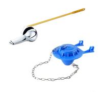 Sileduove Poignée de chasse d'eau en ABS galvanisé et clapet en PVC, pour réparation de réservoir standard, avec levier en aluminium doré pour éviter les fuites et pour garantir l'efficacité (bleu)