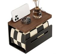 Sileduove Porte-papier toilette en bois de noyer, avec étagère en aluminium, pour rangement mural de salle de bain et distributeur de rouleaux de papier toilette (B)