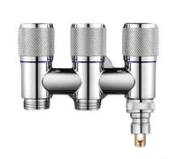 Sileduove Vanne de dérivation d'eau 1 entrée 3 sorties, vanne d'angle en acier inoxydable, raccord de tuyau de plomberie pour salle de bain et cuisine, poignée en métal, contrôle du commutateur