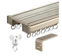 Silen Double porte-curain en aluminium pour chambre à coucher et salon 100 cm Couleur champagne Parfait pour cloisons de séparation de pièce