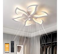Silencieux Ventilateurs de plafond avec lampe intégrée, 6 Vitesses et vent Réversible, Dimmable LED Lampe Ventilateur de Plafond avec Telecommande, Fonction Mémoire, Timing (Blanc, 70cm / 6 lumières)