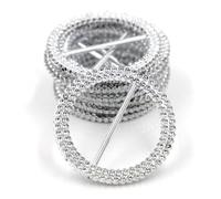 SILENRADAWN 100 Pièces Boucle de Ceinture Ronde en Plastique Argenté pour Chaise, Légère et Facile à Poser, Décoration Créative pour Mariage et Galas