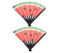 SILENRADAWN 2pièces Éventail Pliant Japonais Portable Grand Format Ventilateur à Main Léger pour Mariage Danse et Fête Lot de Style Pastèque