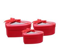SILENRADAWN Coffret Saint-valentin 3 Pièces en Papier Rouge de Cœur, Boîte Présent Élégante et Robuste pour Décoration de Fête et Rangement Polyvalent