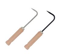 SILENRADAWN Désherbeur Domestique 2pcs Manche Bois et Crochet en Acier Inoxydable, Outil de Jardinage Ergonomique pour Désherber et Ameublir Le Sol Jardin