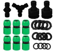 SILENRADAWN Kit de Raccord Rapide pour Tuyau D'arrosage 2 Pouces Abs Noir | Double Embout, Joint D'étanchéité Inclus, Adaptateur Standard Multi Tailles