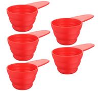 SILENRADAWN Lot de 5 Cuillères Doseuses Rouges en Abs avec Manche Court, Cuillères à Mesurer pour Café et Épices, Poignée Polie, pour Bar à Café Cuisine
