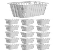 SILENRADAWN Lot de 50 Boîtes à Pâtisserie Rectangulaires en Aluminium Épais Argenté, Bien Poli et Sûr, pour Cuisson et Conservation des Pains et Gâteaux