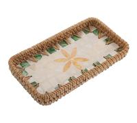 SILENRADAWN Organisateur de Maquillage en Rotin Tissé Jaune Léger et Adaptable, Plateau de Rangement Élégant pour Bijoux et Rouges à Lèvres, pour Bureau et Événements de Salon