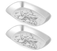 SILENRADAWN Plateaux en Acier Inoxydable Argentés 2 Pièces pour Stockage des Aliments et Présentation Portable, Design Créatif pour Pique-niques et Repas Décoratifs