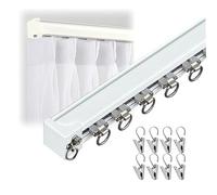 Silent Track Barre en aluminium à 1 couche pour montage mural/plafond Glisse lisse 50-600 cm Clip inclus Blanc 310 cm - Parfait pour la décoration de la maison.