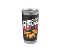 Silhouette de guerrier urbain Parkour Ninja Gobelet isotherme en acier inoxydable double paroi