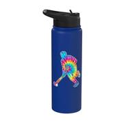 Silhouette de joueur de hockey sur gazon Tie Dye Stainless Steel Insulated Water Bottle