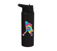Silhouette de joueur de hockey sur gazon Tie Dye Stainless Steel Insulated Water Bottle