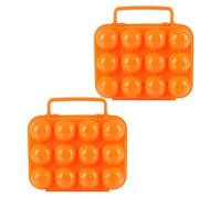 Silicone Boîte à Œufs Portable Lot de 2, 12 Cases, Orange | Rangement Camping et Voyage, Verrouillage Sécurisé des Alvéoles, Léger, Empilable, Facile à Nettoyer