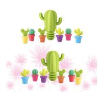 Silicone Bouchon de Vin de Cactus 2 Ensembles, Réutilisable | Marqueur de Boisson, Compatible Bouteille, Lavable au Lave-vaisselle, Nettoyage Facile, Usage Bar Couleur Aléatoire