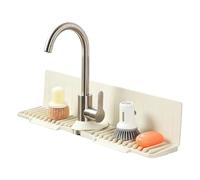 Silicone Faucet Mat for Kitchen Sink - 61cm Self-Draining Splash Guard with | Splash Guard - 8-Degree Slanted Countertop Protector and Sponge Holder for Kitchen and Bathroom