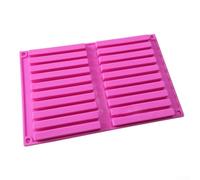 Silicone flexible à 20 trous pour barres de chocolat - Bande carrée réutilisable pour moule pour gâteau, savon, pudding, pain, muffins, caissettes 26,5 x 17 cm