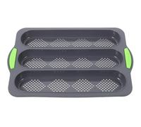 Silicone Moule à Baguettes à Trois Emplacements pour Four | Démoulage Facile, Circulation Homogène Chaleur, Poignée Intégrée, Adapté Pâtons de Petits Pains