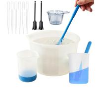 Silicone Resin Measuring Cup Set - 600ml & 100ml Epoxy Mixing Tools | 600ml & 100ml Graduated Silicone Cups | Reusable Resin Mixing Tool Kit | Includes Stirrers, Droppers & Finger Cots