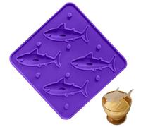 Silicone Shark Ice Tray - Easy Release Shark Shape Mold | 4 Cavity Reusable Ice Cube Tray | For Home Kitchen Party Family Gathering Celebration Restaurant Picnic Camping, Food Grade
