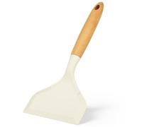 Silicone Spatule Cuisine Blanche, Antiadhésive, et Bois | Finition Soignée, Prise en Main Confortable, Facile à Nettoyer, Usage Quotidien pour Cuisson et Service