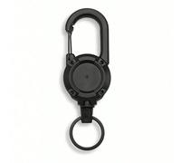 Siliget Porte-badge rétractable en acier lourd de 60 cm, anneau porte-clés rétractable pour l'extérieur en noir Polypropylène