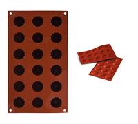 Silikomart 20.033.00.0060 SF033 Moule Forme Bordelaise Taille Mini 18 Cavités Silicone Terre Cuite & 20.013.00.0060 SF013 Moule Forme Tartelette 15 Cavités Silicone Terre Cuite Rouge