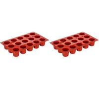 silikomart 20.059.00.0060 SF059 Moule Forme Bordelaise 15 Cavités Silicone Terre Cuite, Marron (Lot de 2)