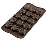silikomart 22.126.77.0065 SCG26 Moule pour Chocolat Forme Choco Chouettes 15 Cavités Silicone Marron