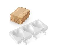 silikomart | GEL03M Moule à glace en silicone MINI HEART-IC, antiadhésif, 3 cœurs à glace, lot de 1 moule + 50 bâtonnets en bois, Easy Ice Cream, 67 x 55 mm, h 18 mm, Made in Italy