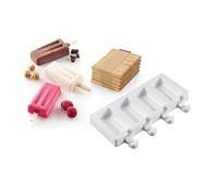 silikomart | GEL10M Moule à glace en silicone MINI VINTAGE, antiadhésif, 4 cavités, Lot de 1 Moule à gâteau + 50 bâtonnets en bois, Easy Ice Cream, 93 x 48 mm, h 18 mm, Made in Italy