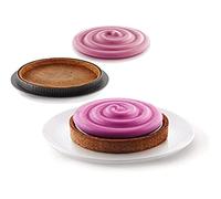 Silikomart Kit Mini Tarte Twist –6 anneaux microperforés Ø80 mm h20 + tapis & moule silicone Ø70 h25